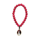 NOVENA DE SANTA TERESITA CON CUENTAS DE MADERA ROJA DE 8 MM Y ESENCIA