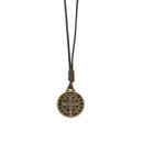 COLLAR CON MEDALLA PEQUEÑA DE SAN BENITO - ACABADO DORADO ENVEJECIDO Y CORDON