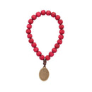 NOVENA DE SANTA TERESITA CON CUENTAS DE MADERA ROJA DE 8 MM Y ESENCIA