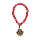 CUENTAS DE ORACION PARA LA NOVENA DE SANTA TERESITA, MADERA ROJA DE 8 MM CON PIGMENTO PLATEADO