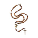 COLLAR ROSARIO DE MADERA IMBUIA DE 8 MM CON ESPADA DE SAN MIGUEL Y CIERRE