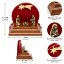 MINI PESEBRE ROJO DE MADERA METAL COLOR ORO VIEJO