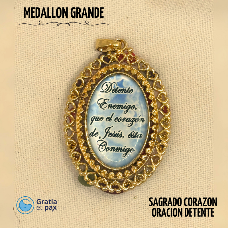 MEDALLON GRANDE - SAGRADO CORAZON DE JESUS - ORACION DETENTE