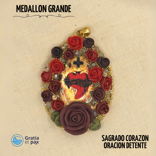 MEDALLON GRANDE - SAGRADO CORAZON DE JESUS - ORACION DETENTE