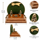 MINI PESEBRE DE MADERA VERDE EN METAL COLOR ORO VIEJO