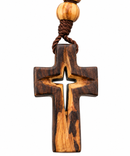 ROSARIO DE MADERA DE OLIVO 35 CM CON CRUZ DE MADERA